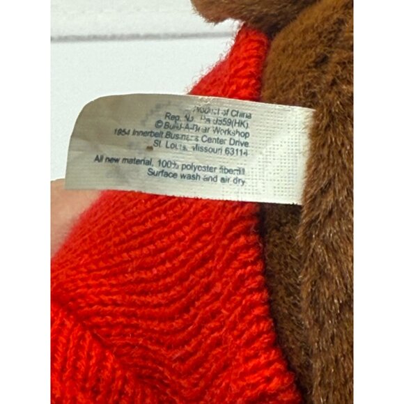 Build-A-Bear Lil Furry Friend Mini Moose Reindeer 11" Plush Red Argyle Sweater - Picture 8 of 9